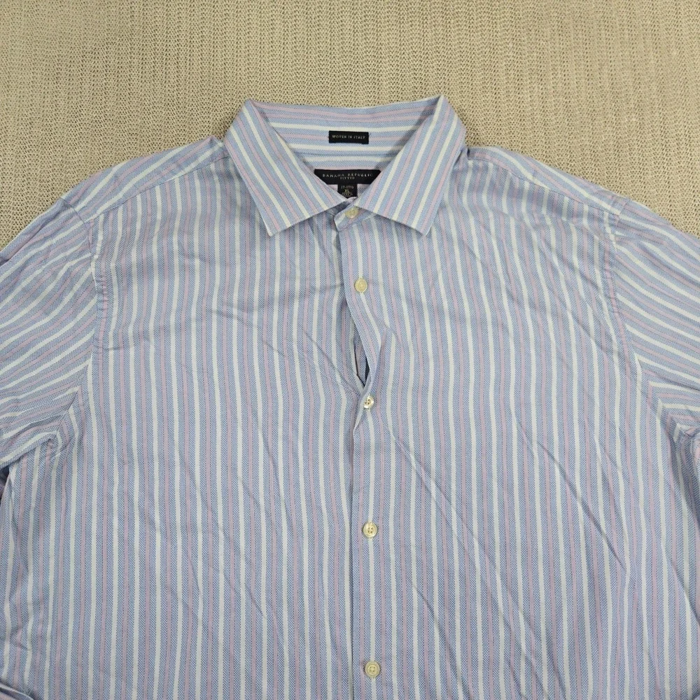 Banana Republic Shirt Mens XL Blue Stripe French Cuff Long Sleeve Button Up Down